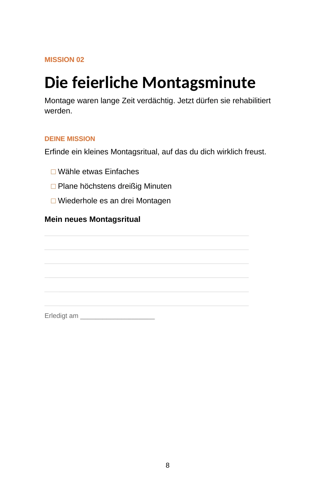 Mission 02: Die feierliche Montagsminute · Buchseite 8