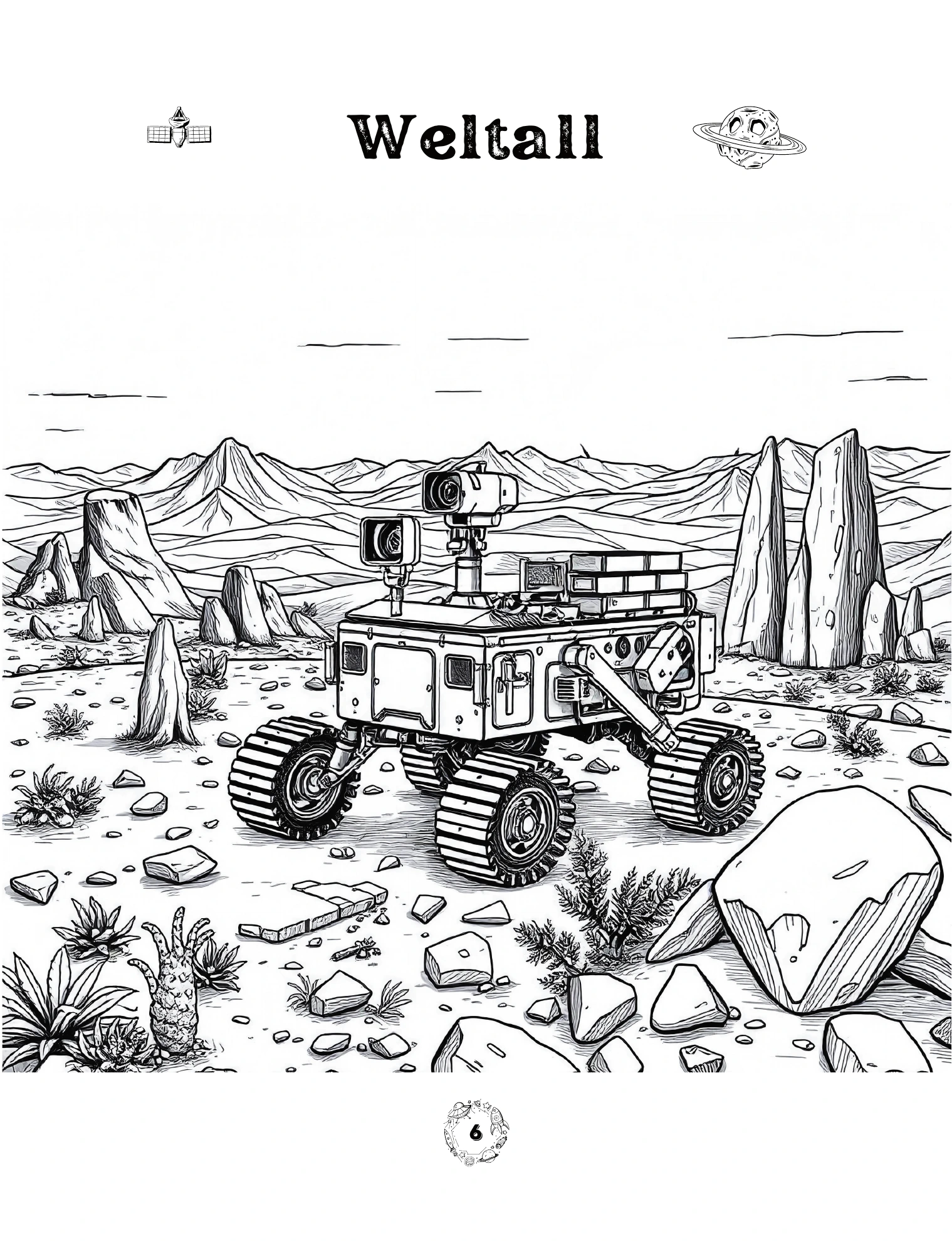 Weltraum-Rover auf einer Felslandschaft · PDF-Seite 13