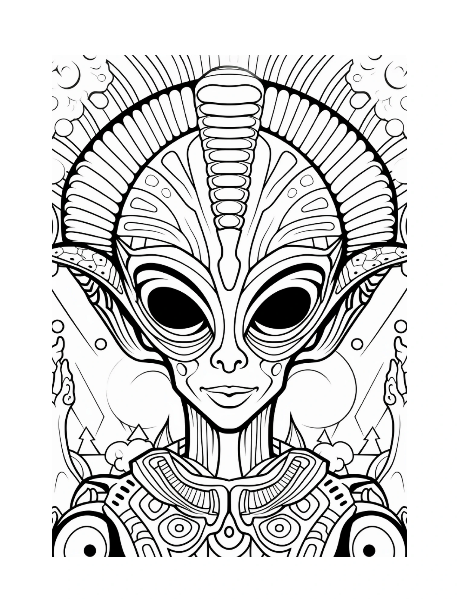 Futuristisches Alien mit technischem Kopf- und Halsschmuck · PDF-Seite 13