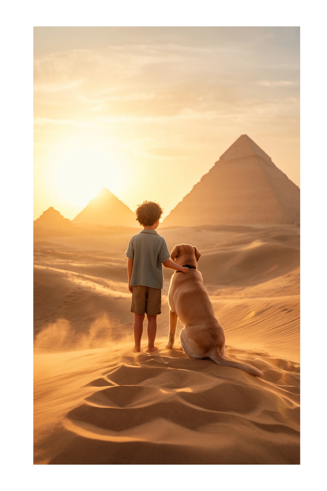 Isak und Leo vor den Pyramiden · Illustration · Buchseite 9