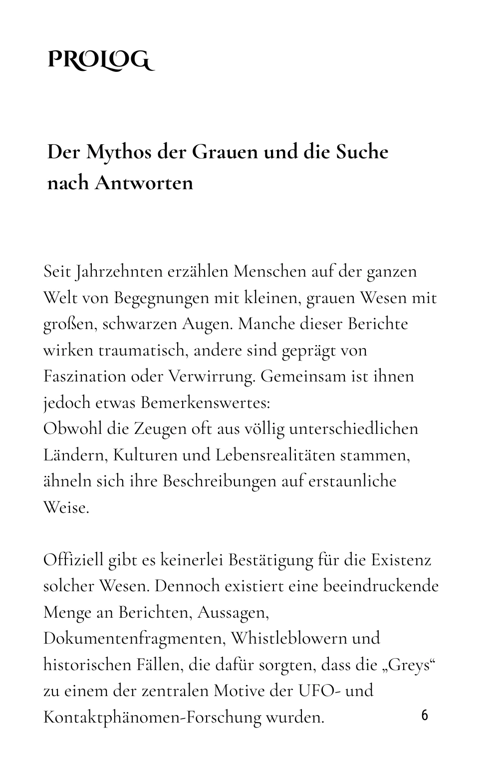 Prolog: Der Mythos der Grauen und die Suche nach Antworten · Buchseite 6