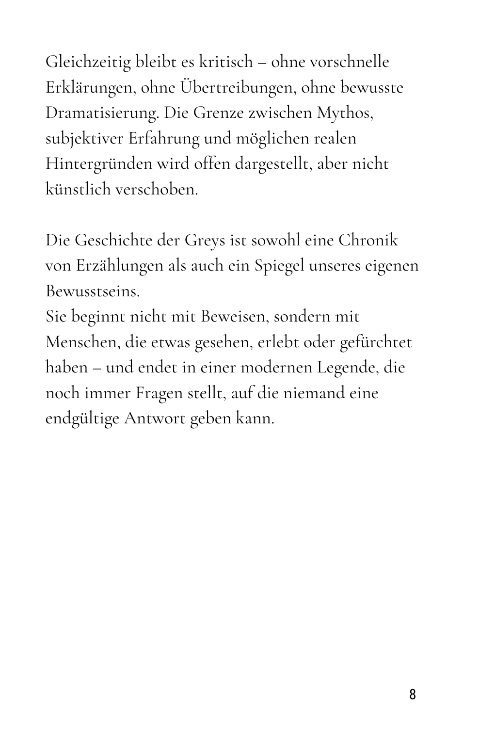 Prolog: Der Mythos der Grauen und die Suche nach Antworten · Buchseite 8