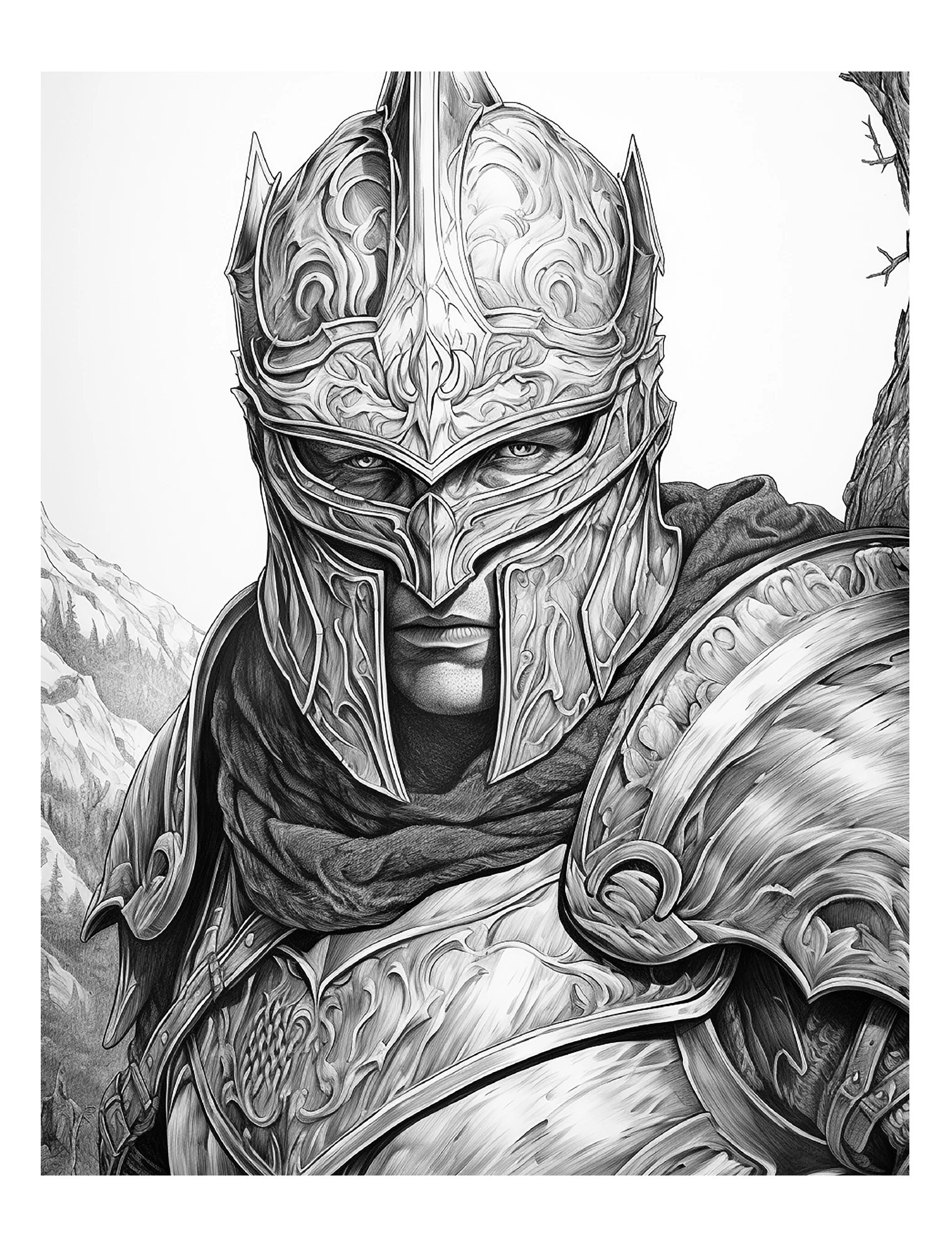 Gerüsteter Krieger mit verziertem Helm · PDF-Seite 15
