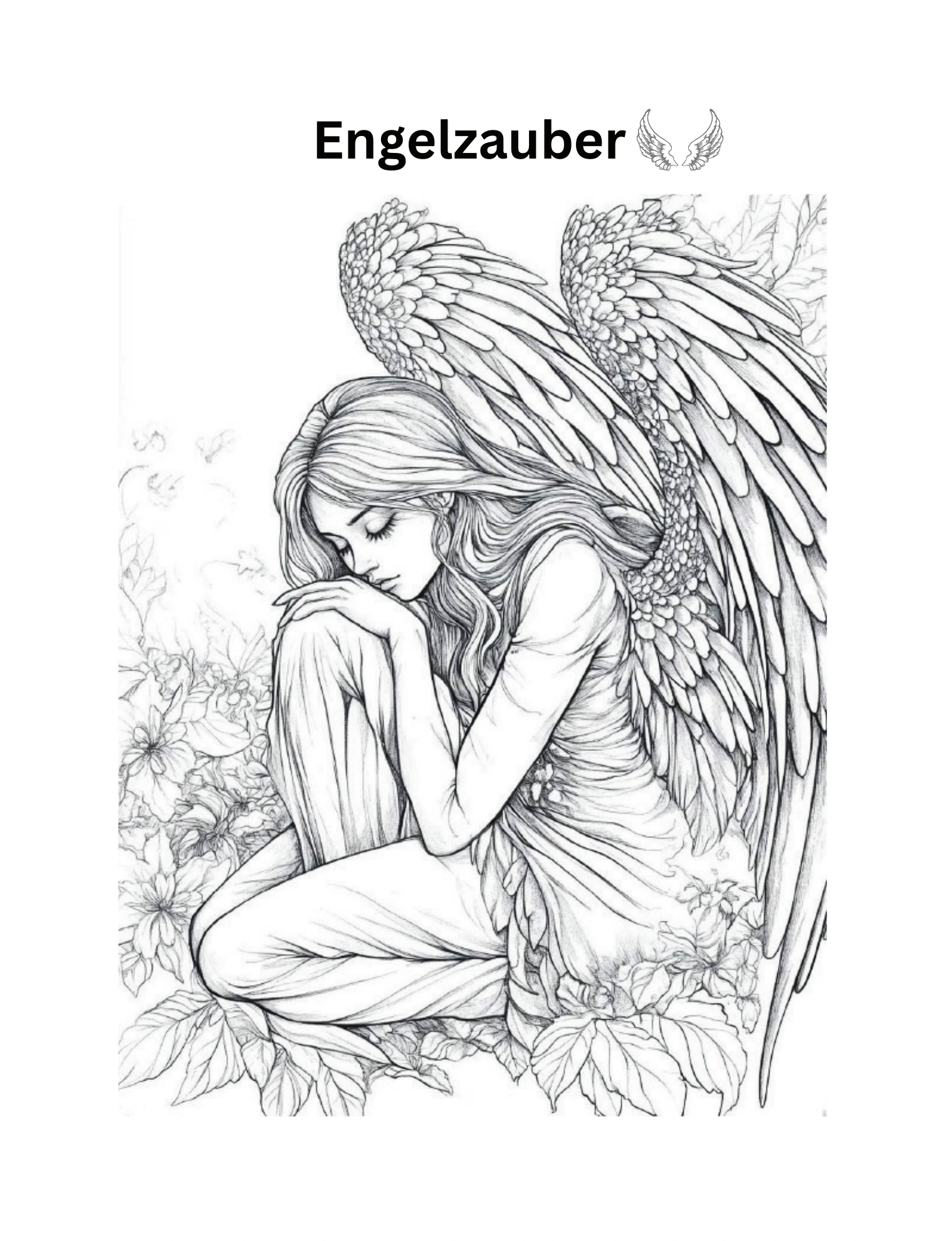 Sitzender Engel mit angezogenen Knien und großen Flügeln · PDF-Seite 33