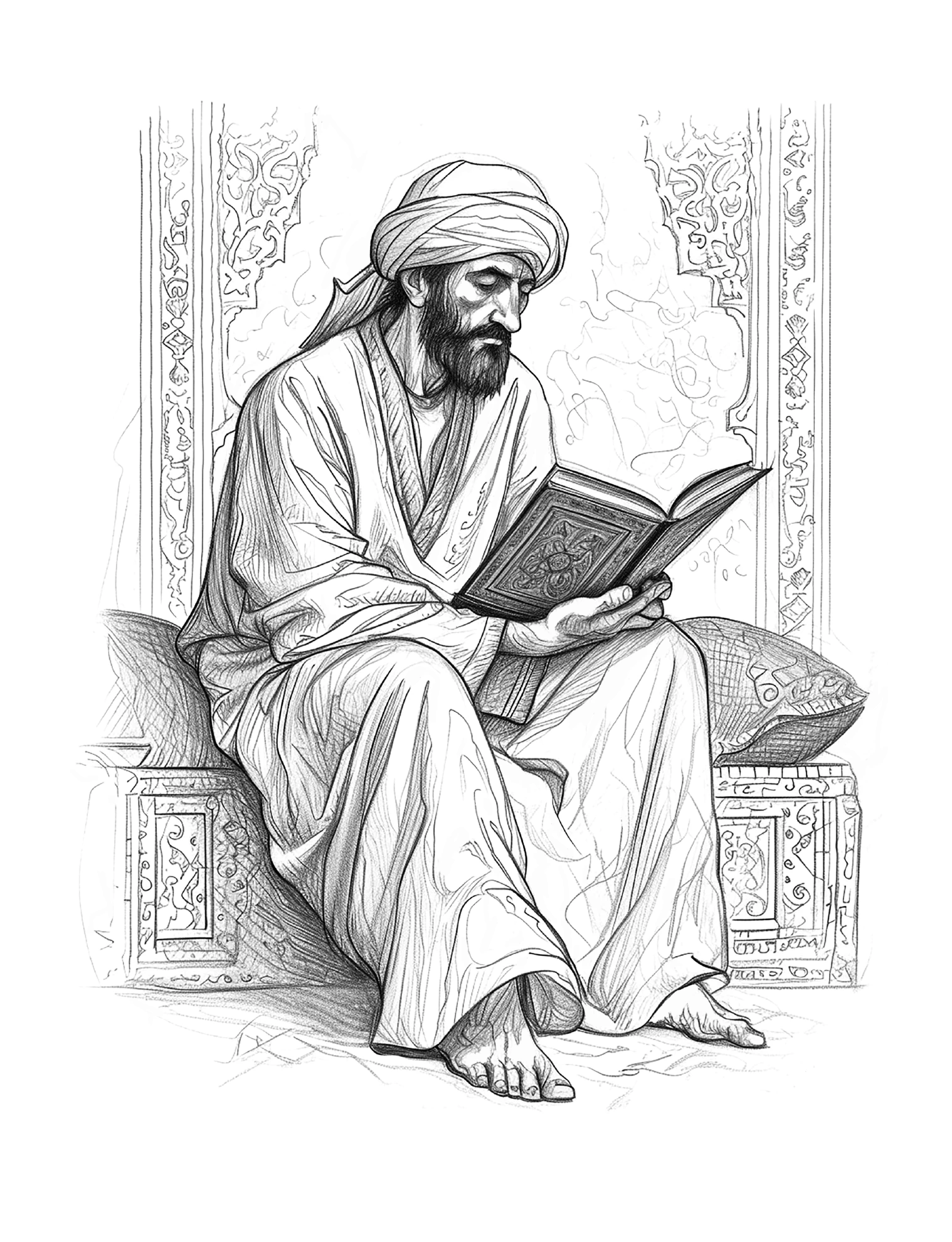 Bismillah · Lesender Mann in einem verzierten Raum · PDF-Seite 7