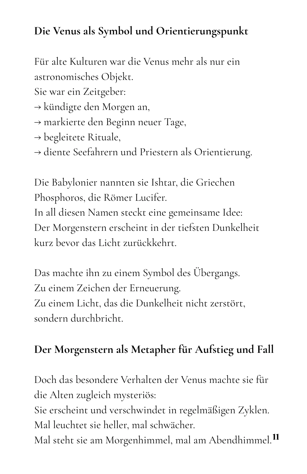 Kapitel 1: Der Morgenstern – Das älteste Licht am Himmel · Buchseite 11
