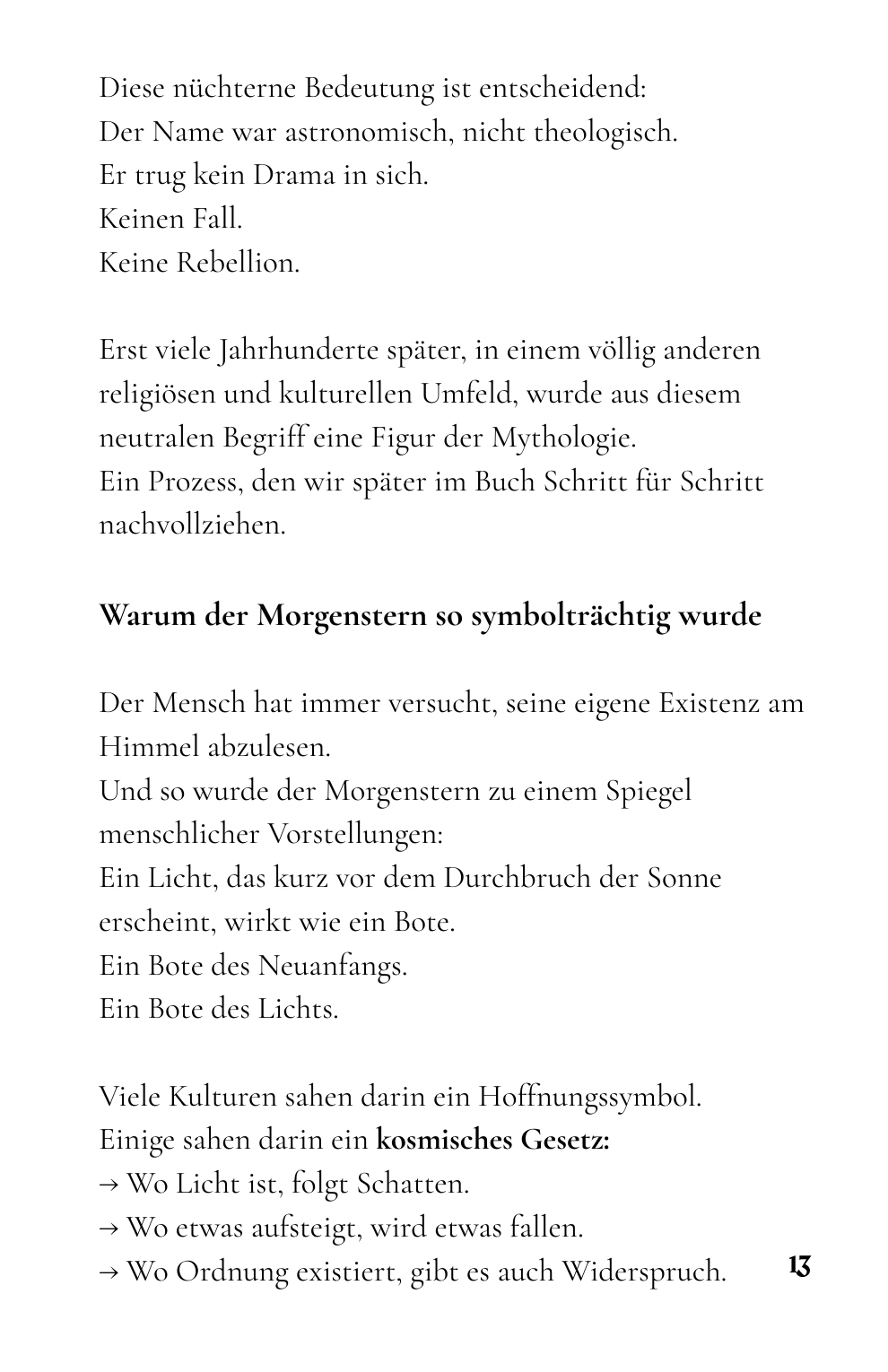 Kapitel 1: Der Morgenstern – Das älteste Licht am Himmel · Buchseite 13