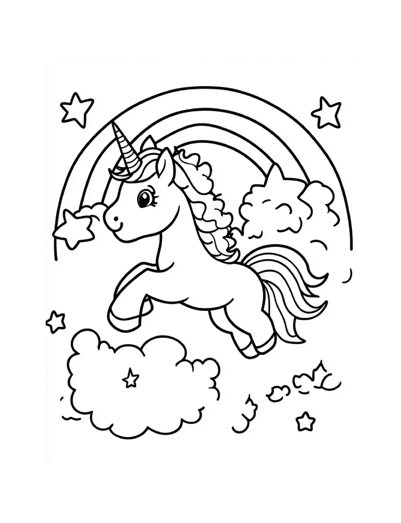 Einhorn zwischen Wolken und Regenbogen · PDF-Seite 53
