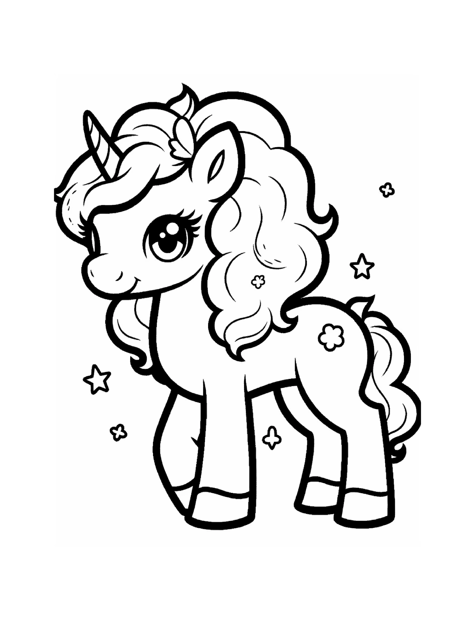 Verspieltes Einhorn mit Lockenmähne und Sternen · PDF-Seite 83