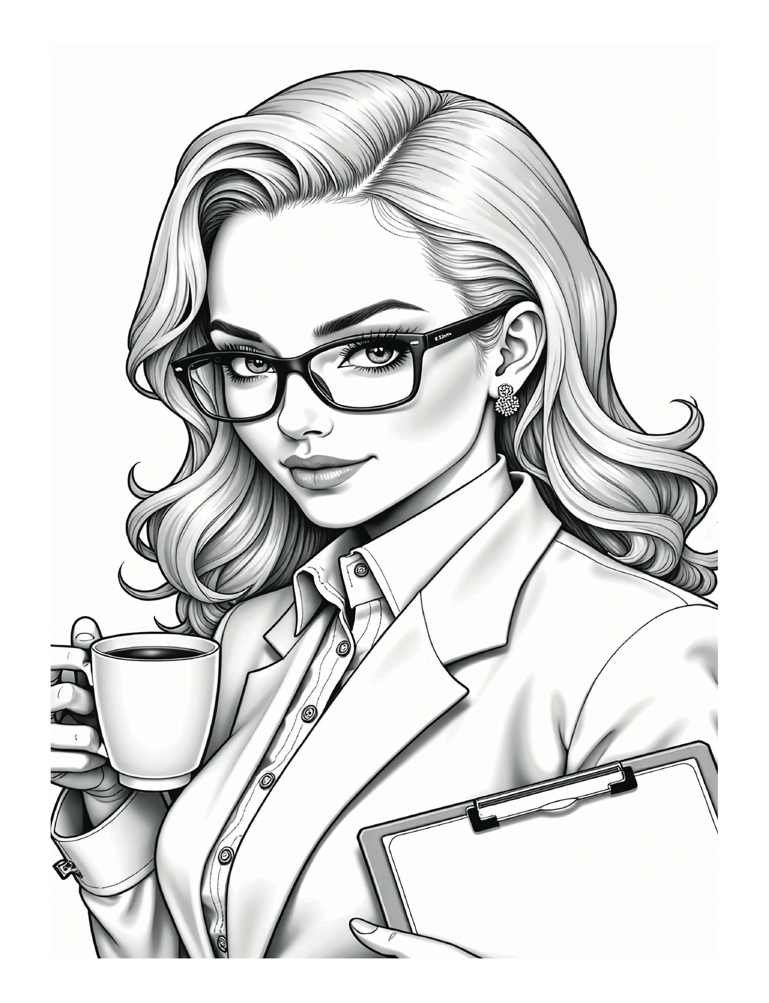 Frau mit Brille, Tasse und Buch · PDF-Seite 33