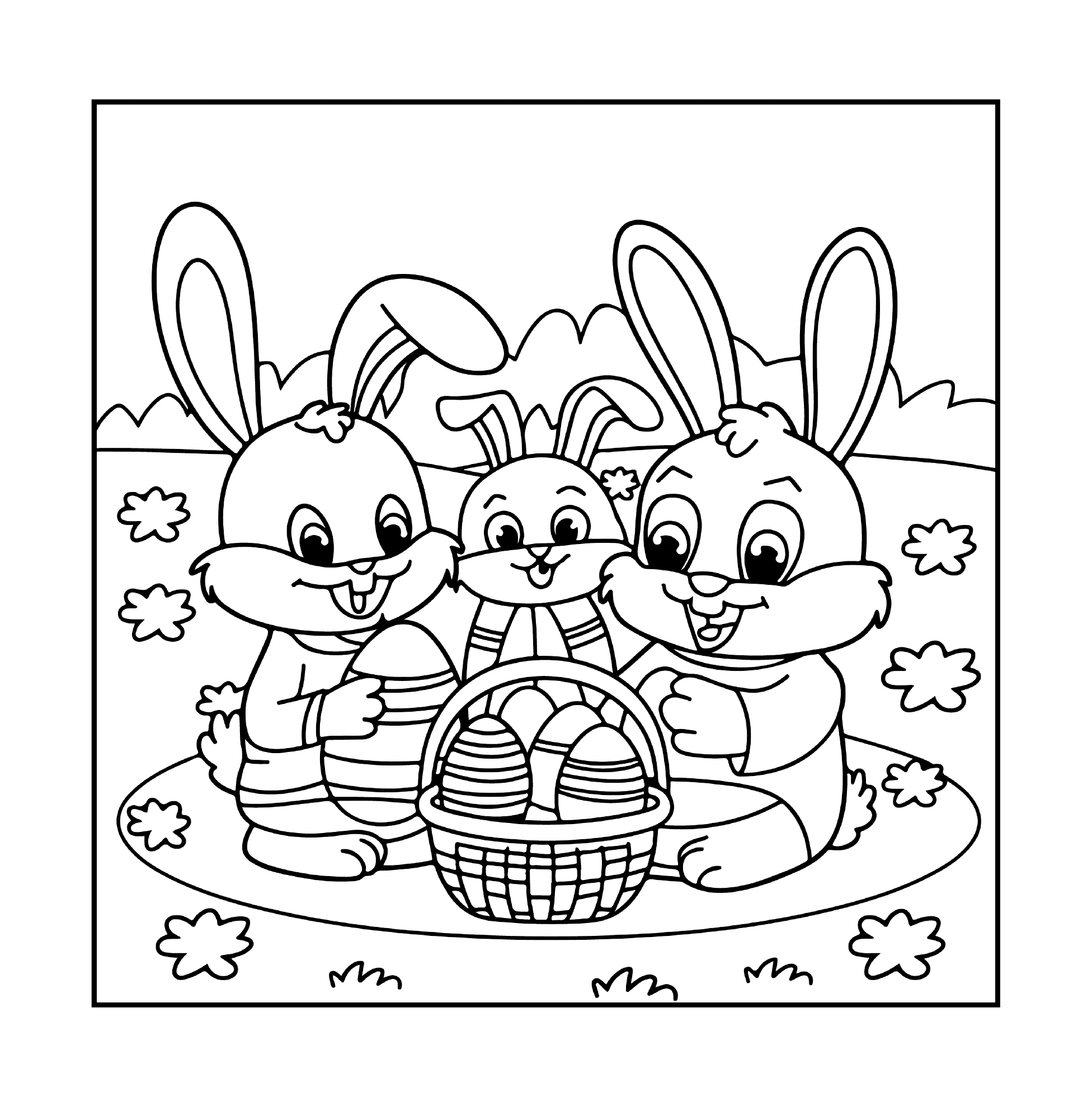 Drei Osterhasen mit einem Eierkorb · PDF-Seite 83