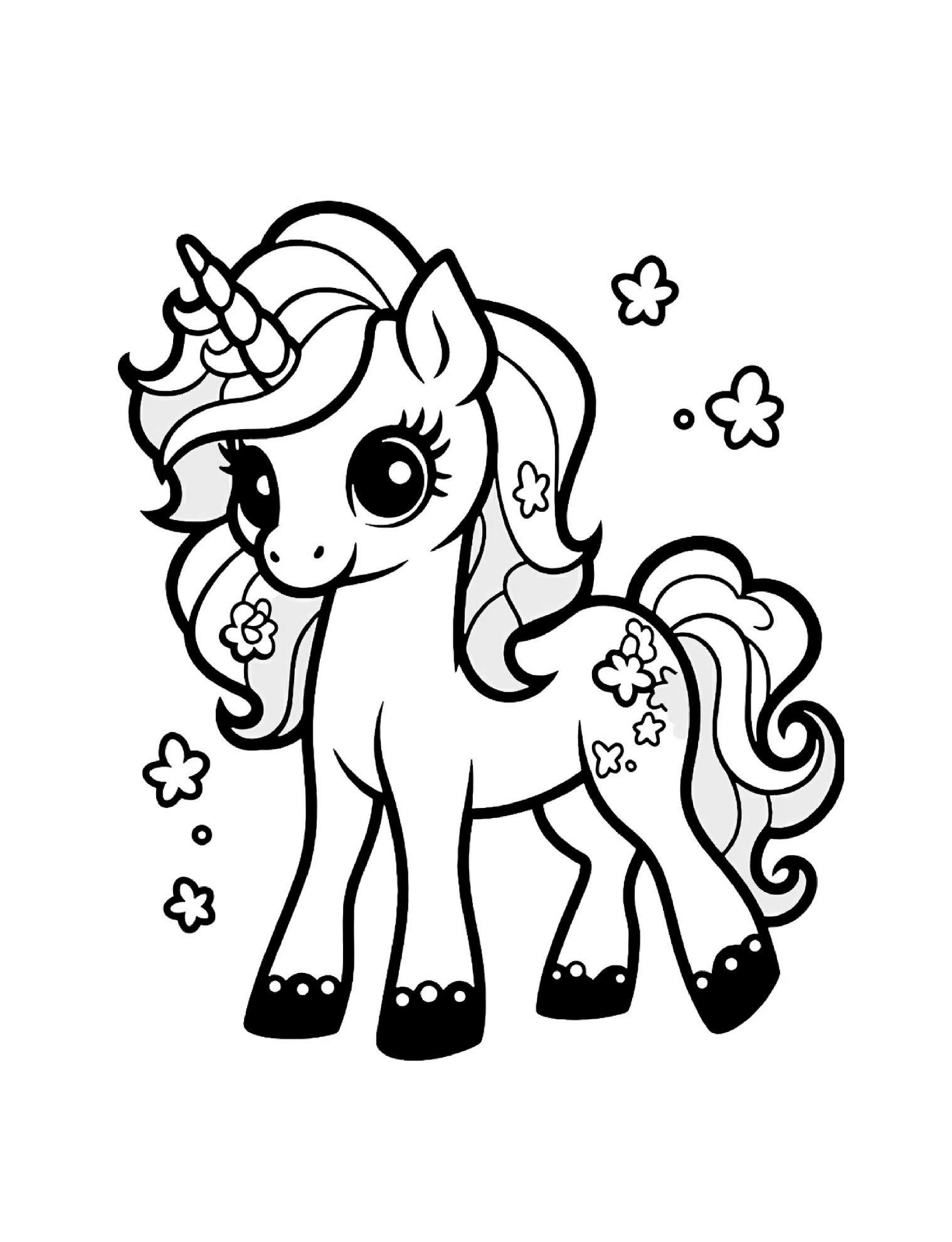 Einhorn mit geflochtener Mähne und Blüten · PDF-Seite 63