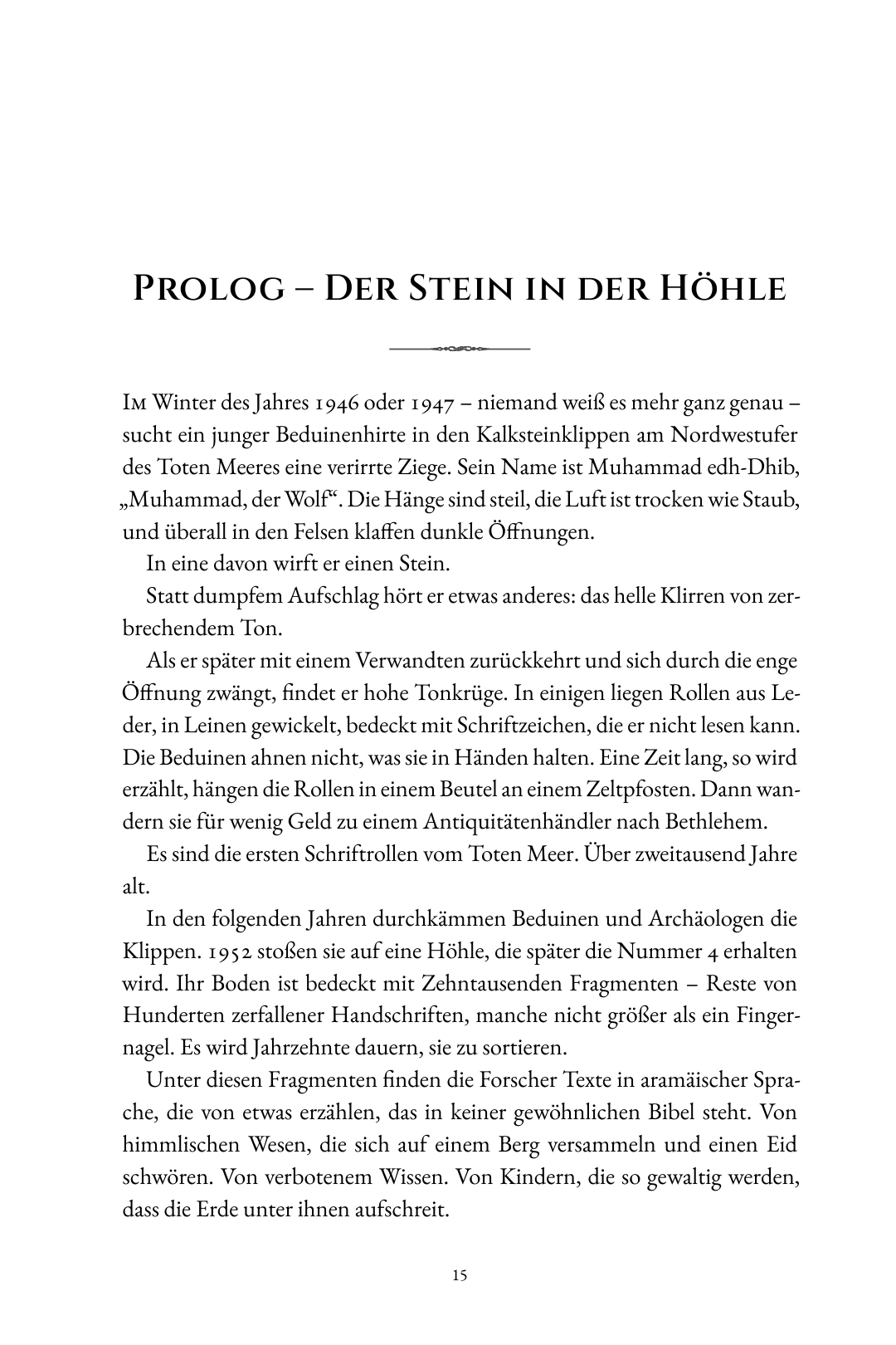 Prolog „Der Stein in der Höhle“ · Buchseite 15