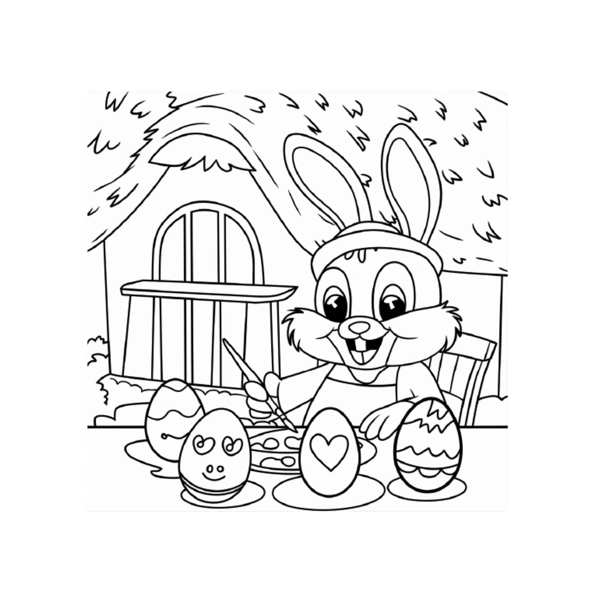 Osterhase vor einer Haustür mit Ostereiern · PDF-Seite 3