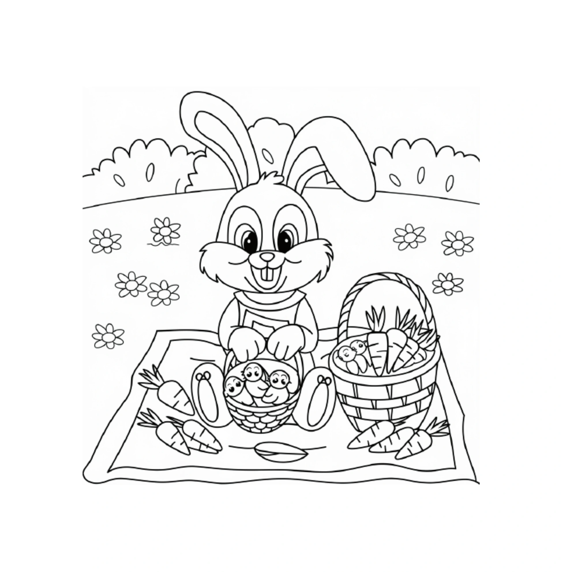 Osterhase beim Picknick mit Eierkörben · PDF-Seite 13