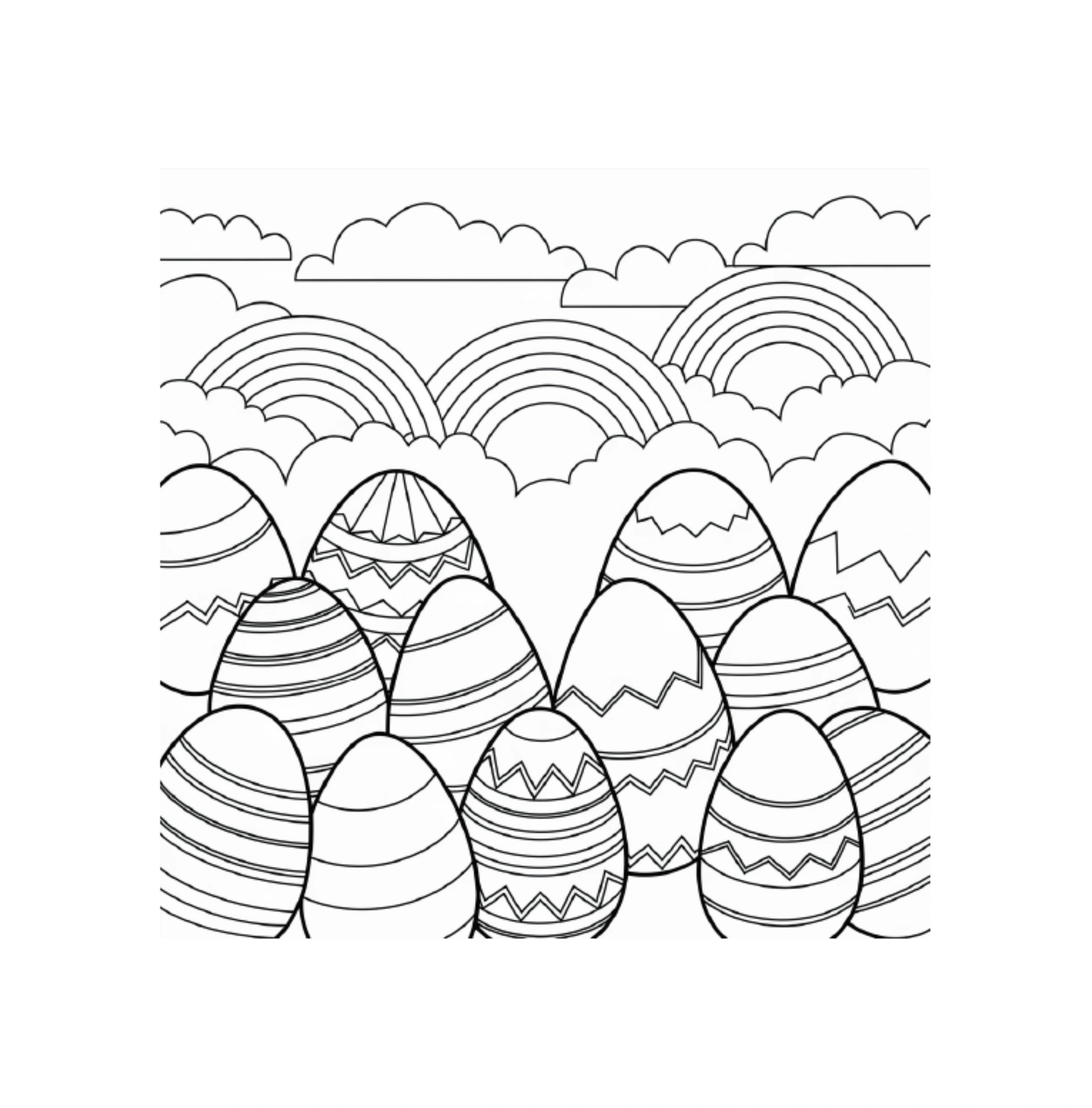 Gemusterte Ostereier unter Wolken · PDF-Seite 23