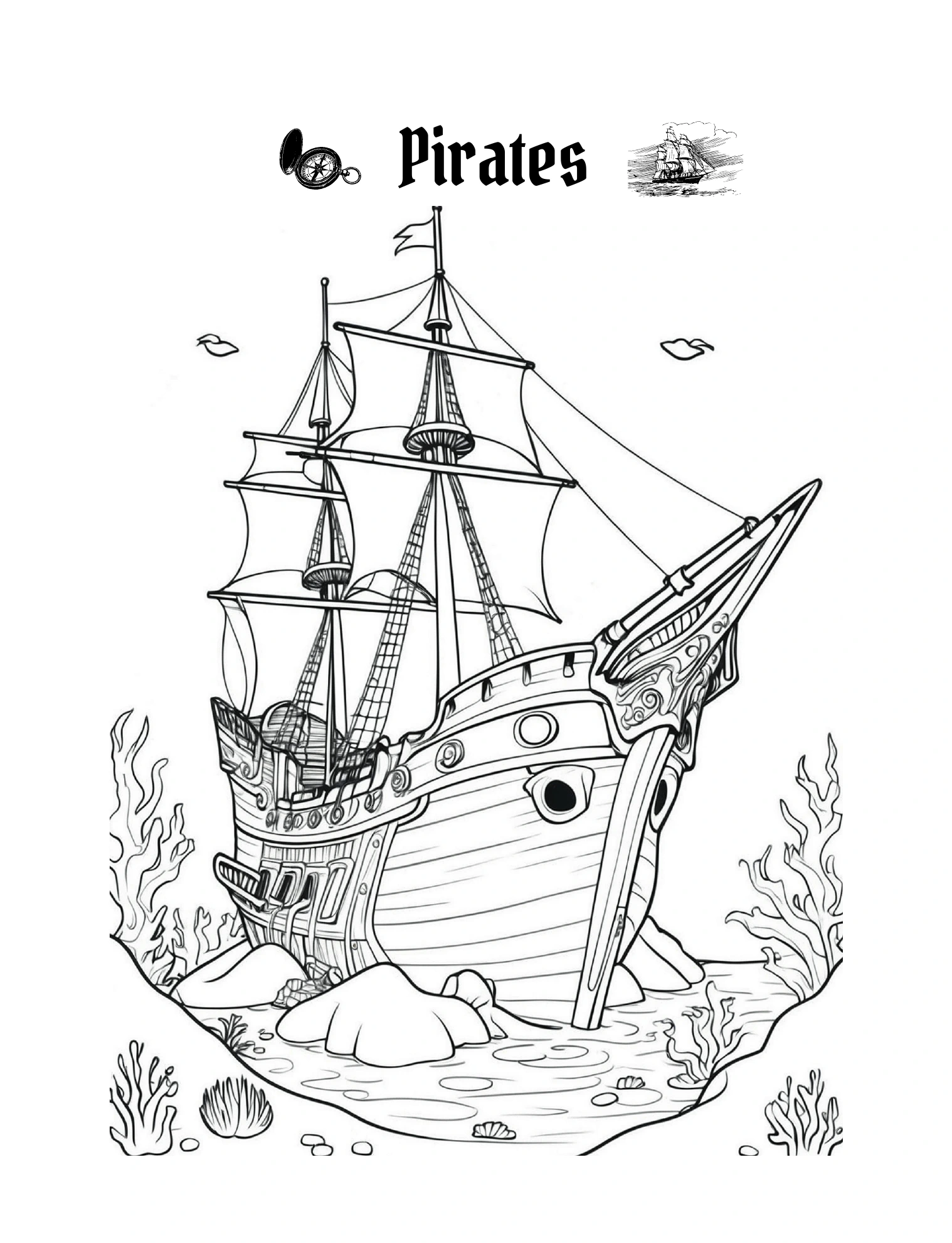 Segelschiff zwischen Felsen und Wasserpflanzen · PDF-Seite 3