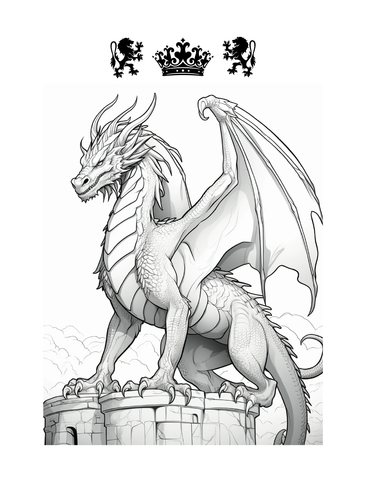 Geflügelter Drache auf einer steinernen Zinne · PDF-Seite 93