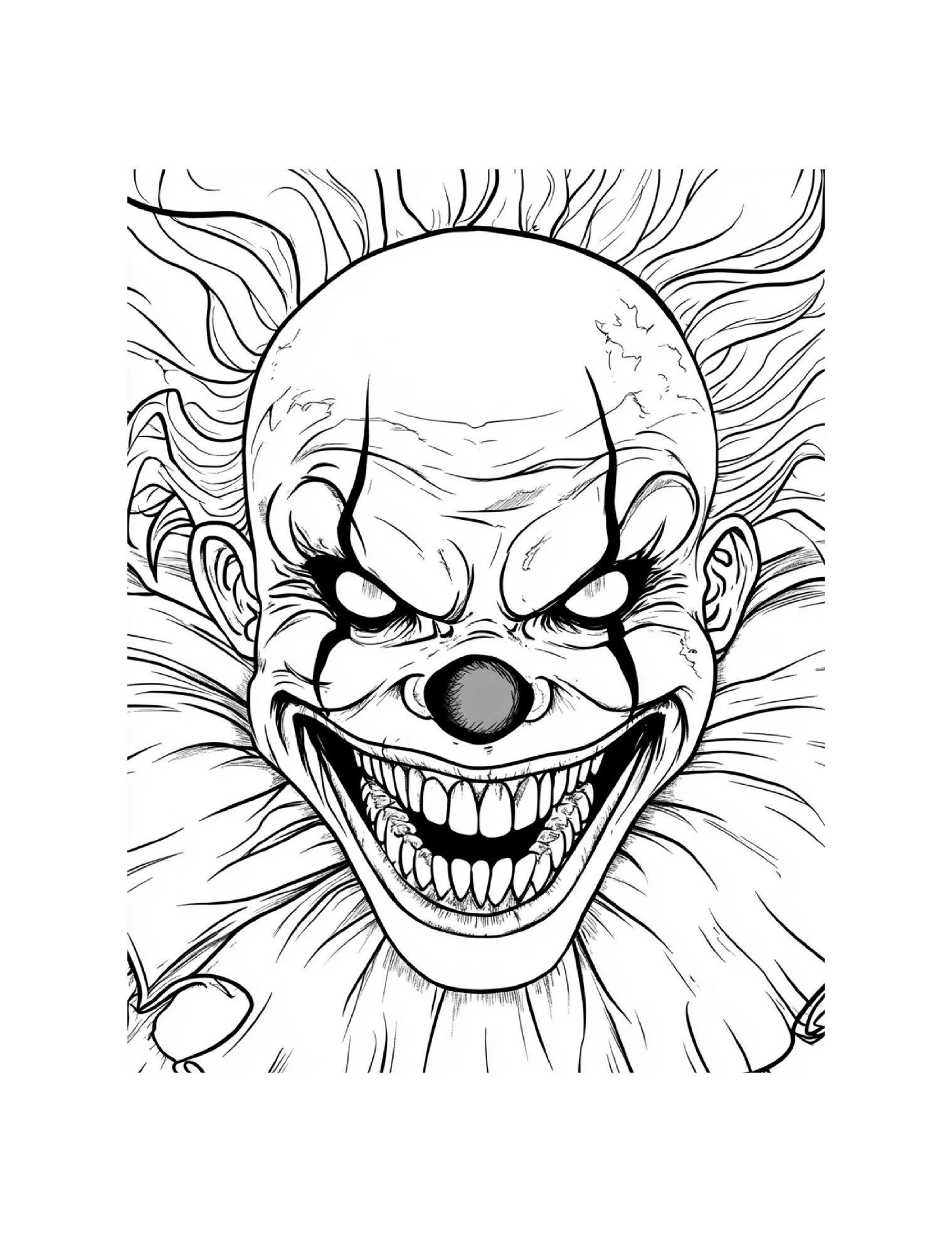 Horror-Clown mit spitzen Zähnen und dunkler Augenschminke · PDF-Seite 3