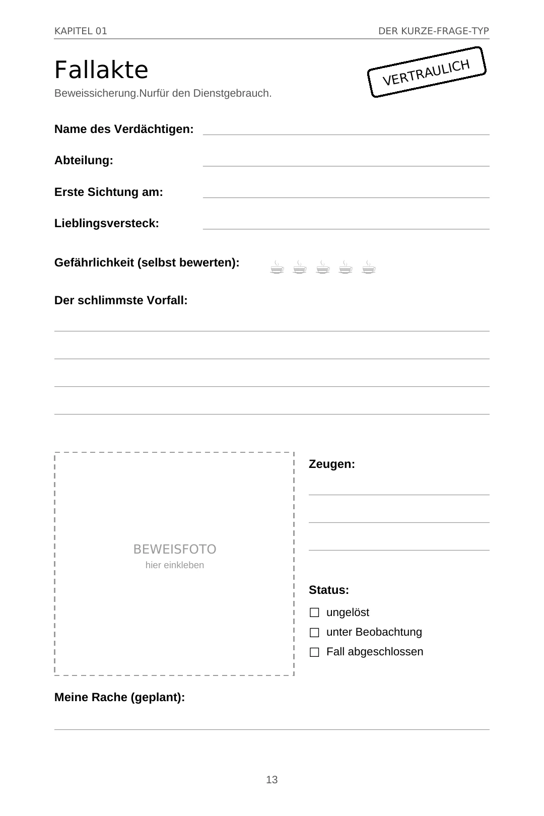 Fallakte · Buchseite 13