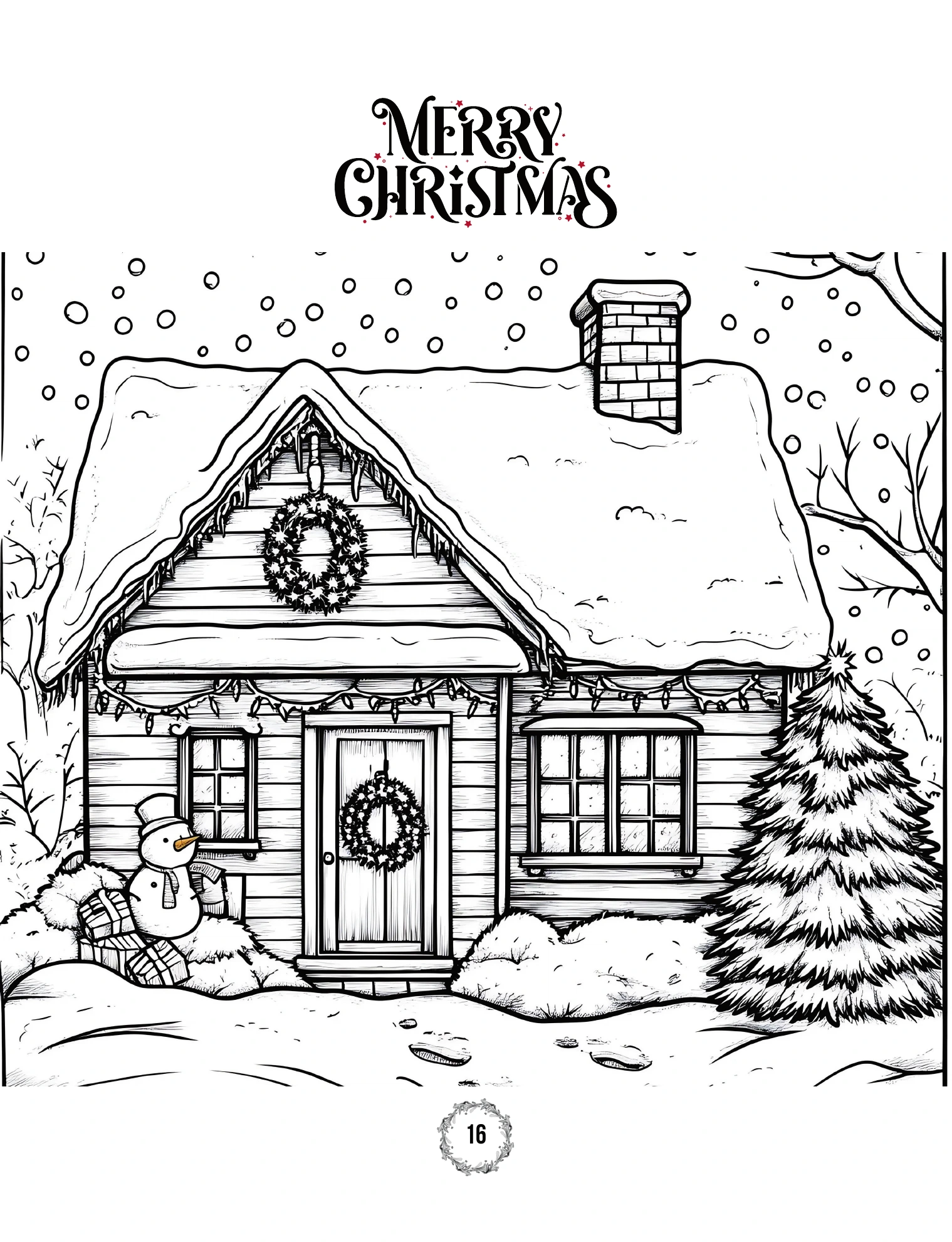 Verschneites Haus mit Schneemann · PDF-Seite 33